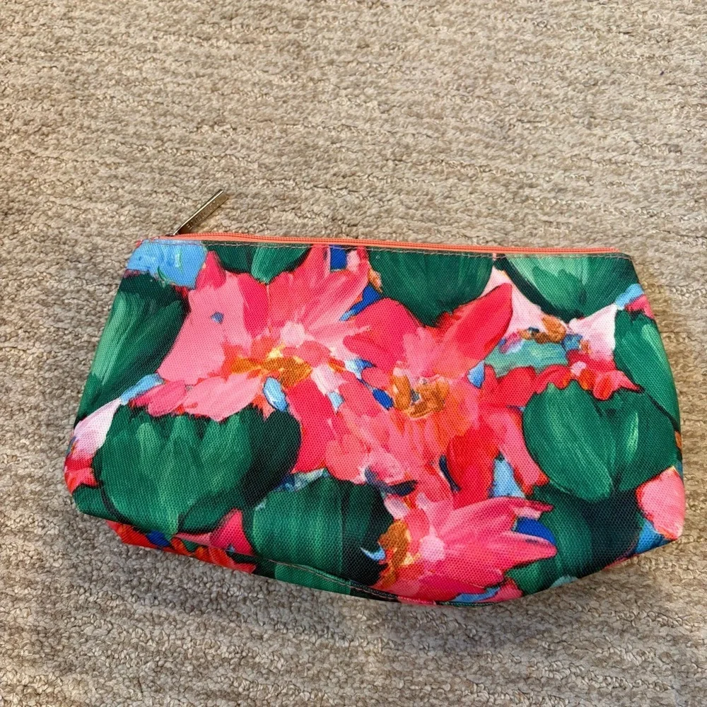 lulu dk For Clinique Pink Floral Makeup/Cosmetic Bag